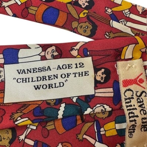Save The Children "Children Of The World" Red Silk Tie - Picture 5 of 7